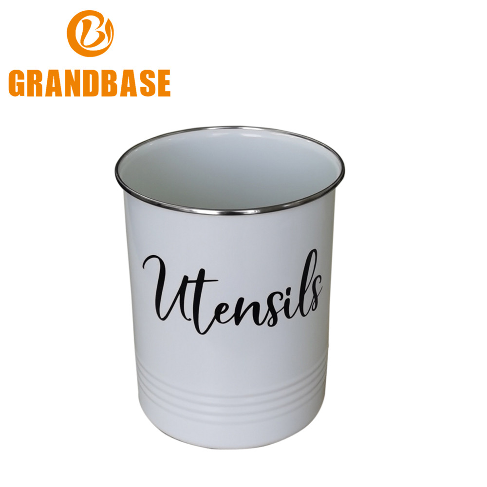 Round metal painted kitchenware can with logo
