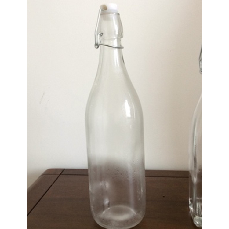Round or square 250ml 500ml 1l glass swing top drinking bottles with clip lids sealing cap for beveage milk juice