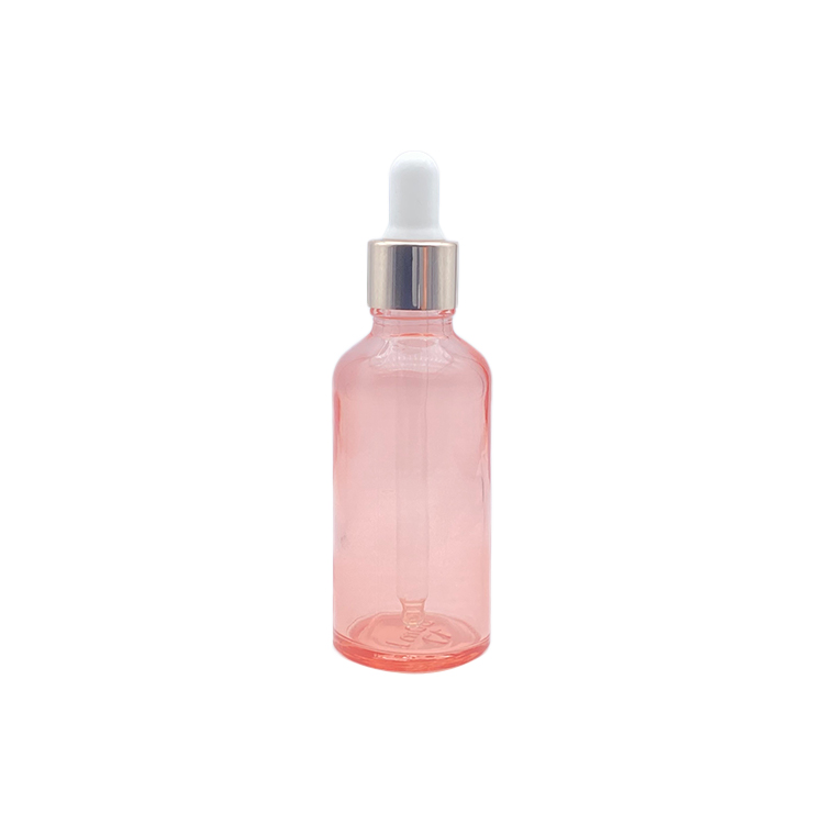 Round pink glass dropper bottle 2 oz eye dropper bottle rose gold dropper bottles for cosmetic