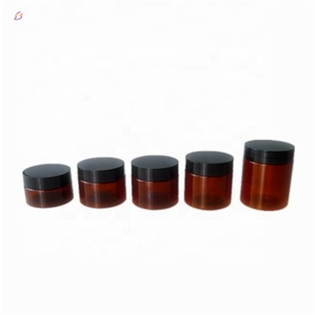 Round plastic 30ml 50ml 60ml 80ml 100ml 120ml 150ml 200ml black amber pet jar 250 ml brown
