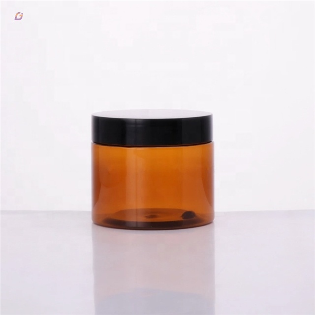 Round plastic 30ml 50ml 60ml 80ml 100ml 120ml 150ml 200ml black amber pet jar 250 ml brown