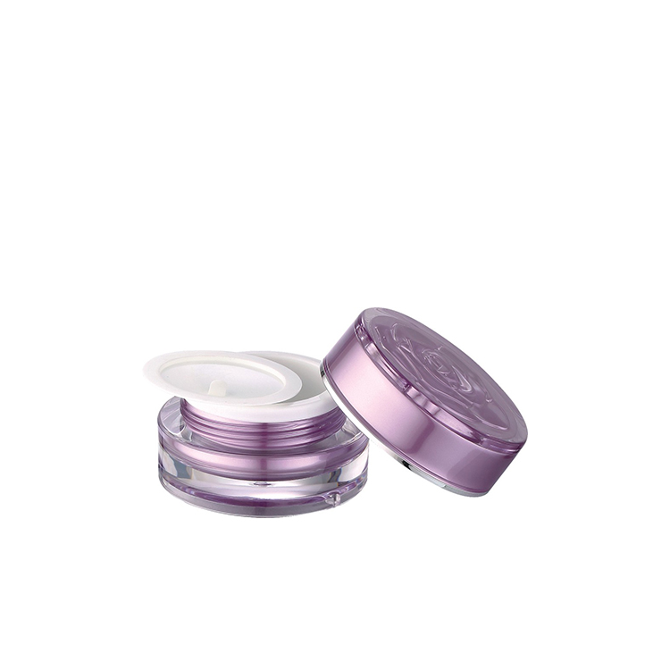 Round plastic cosmetic pot 15g 30g 50g acrylic purple empty cosmetic jars