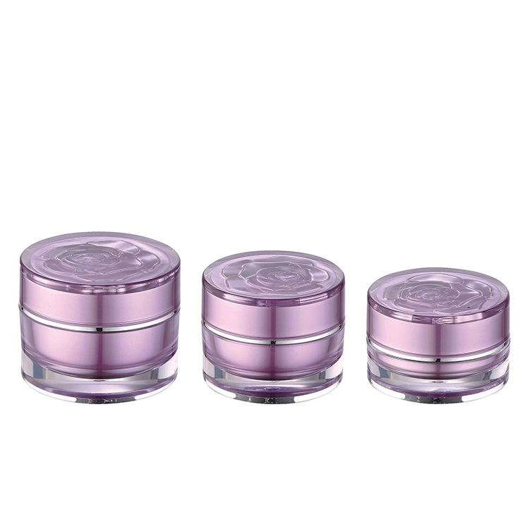 Round plastic cosmetic pot 15g 30g 50g acrylic purple empty cosmetic jars