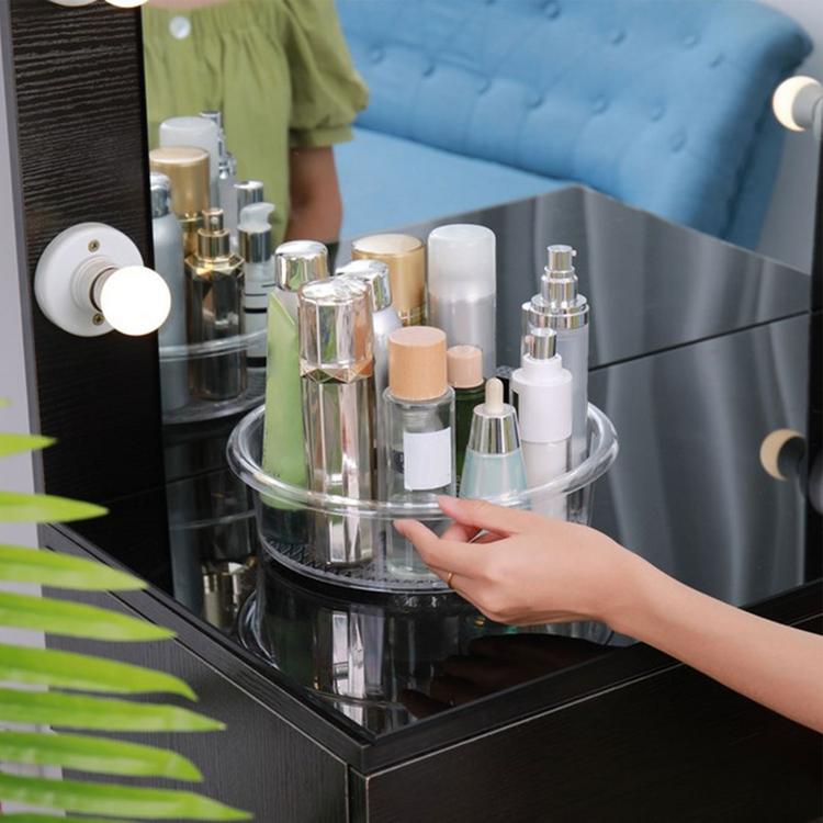 Round plastic transparent rotating tissue storage container rotating storage tray multifunctional kitchen refrigerator spice