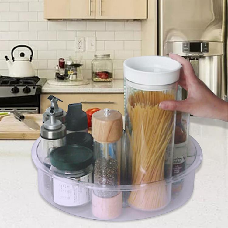 Round plastic transparent rotating tissue storage container rotating storage tray multifunctional kitchen refrigerator spice