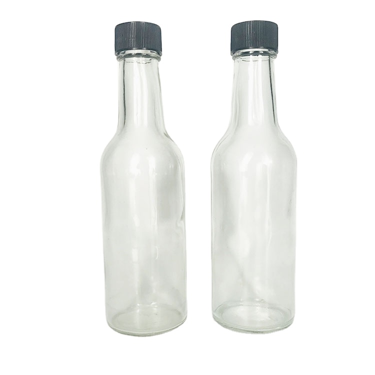 Round shape 250 ml glass hot chili sauce bottle with plastic cap