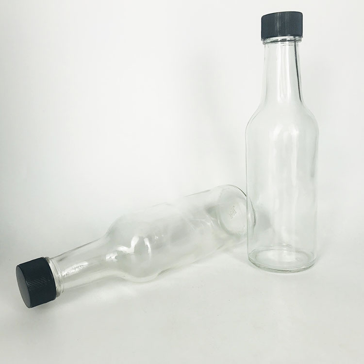 Round shape 250 ml glass hot chili sauce bottle with plastic cap