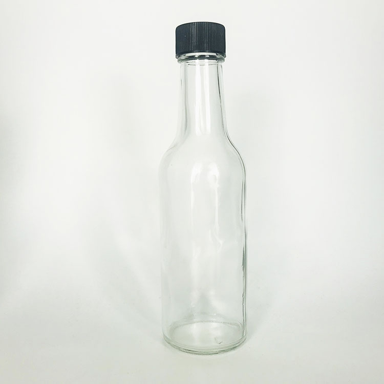 Round shape 250 ml glass hot chili sauce bottle with plastic cap