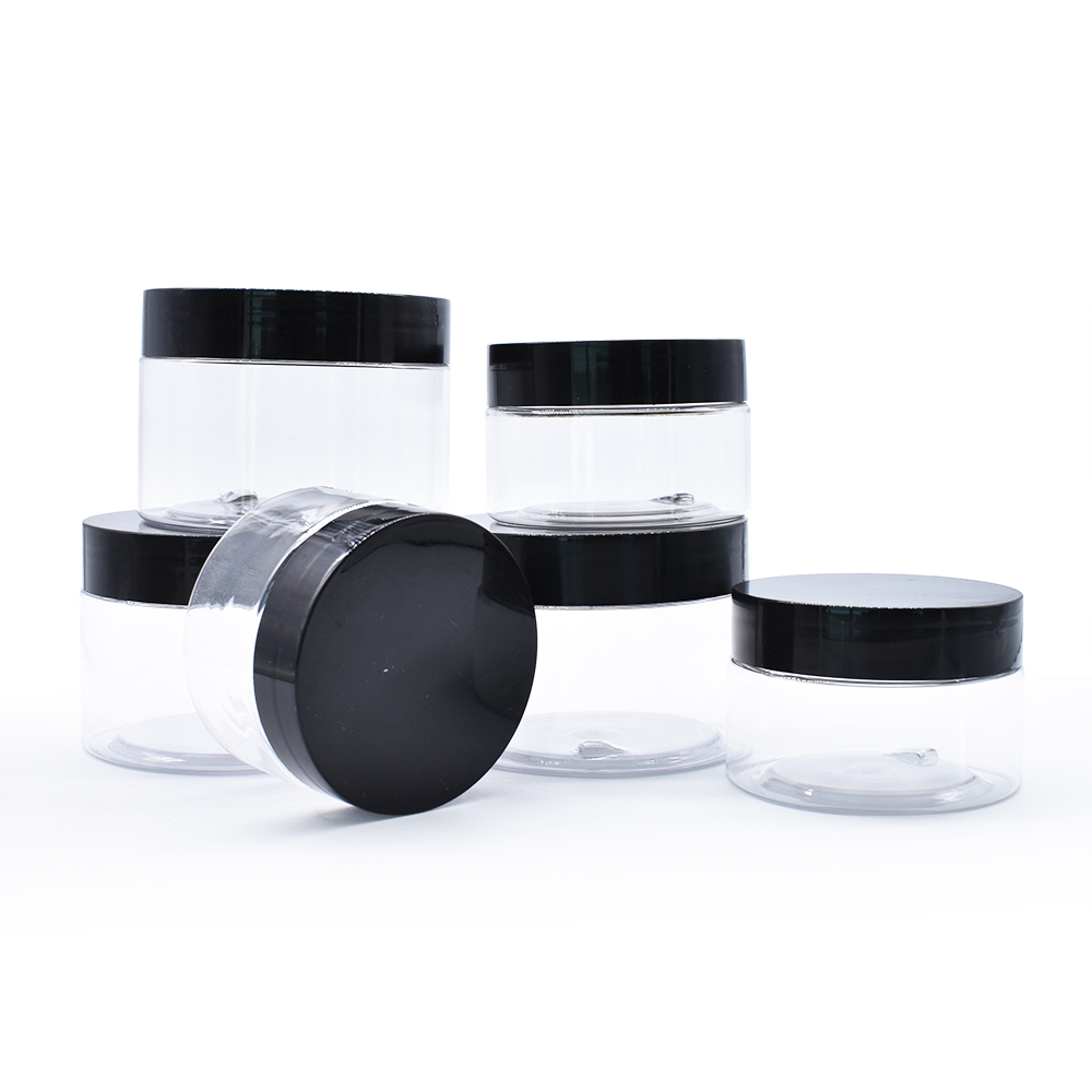 Round shape 8 oz cosmetic body cream clear pet jar plastic container with plastic lid