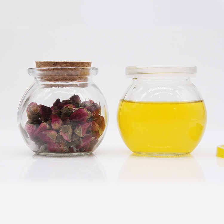 Round shape Yogurt glass bottle pudding jar jelly jar 100ml 200ml 300m