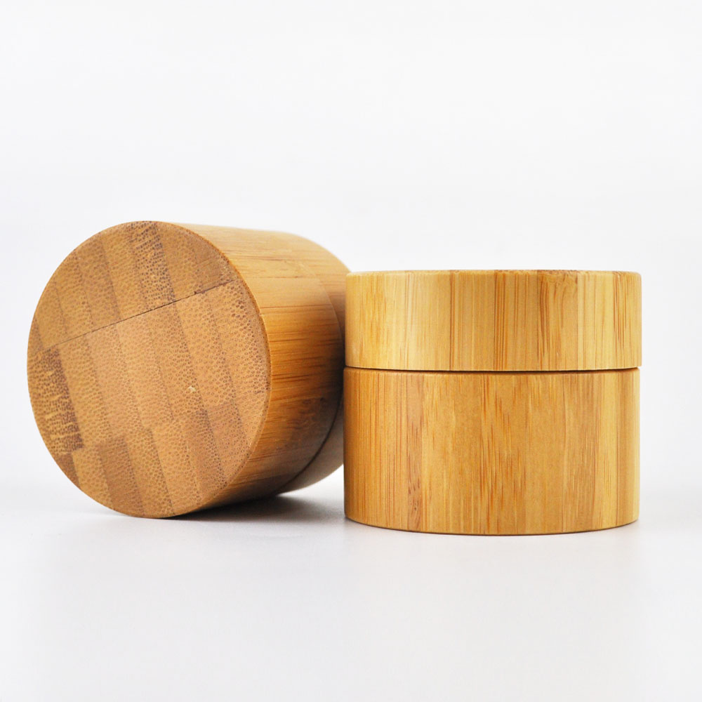 Round shape bamboo body 50g 60g 100g skin care cream bamboo glass jar
