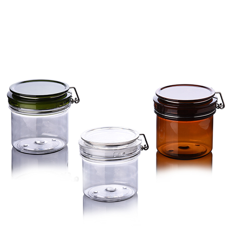 Round shape body lotion cream container packaging scrub jars with spoon