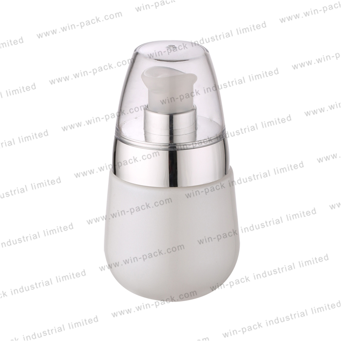 Round shape lotion bottle solid yellow and white color glass cosmetic container 50ml