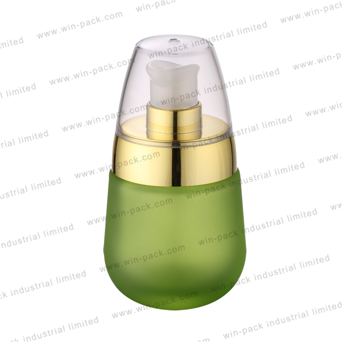Round shape lotion bottle solid yellow and white color glass cosmetic container 50ml