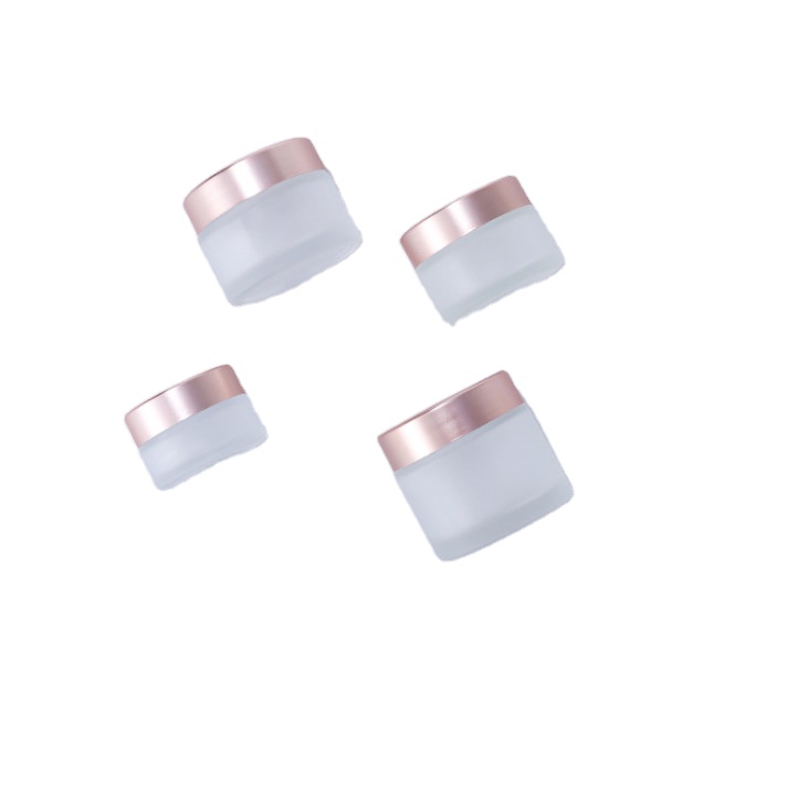 Round shape transparent/froested glass container skin care rose gold lid cream jars cosmetic face cream jar