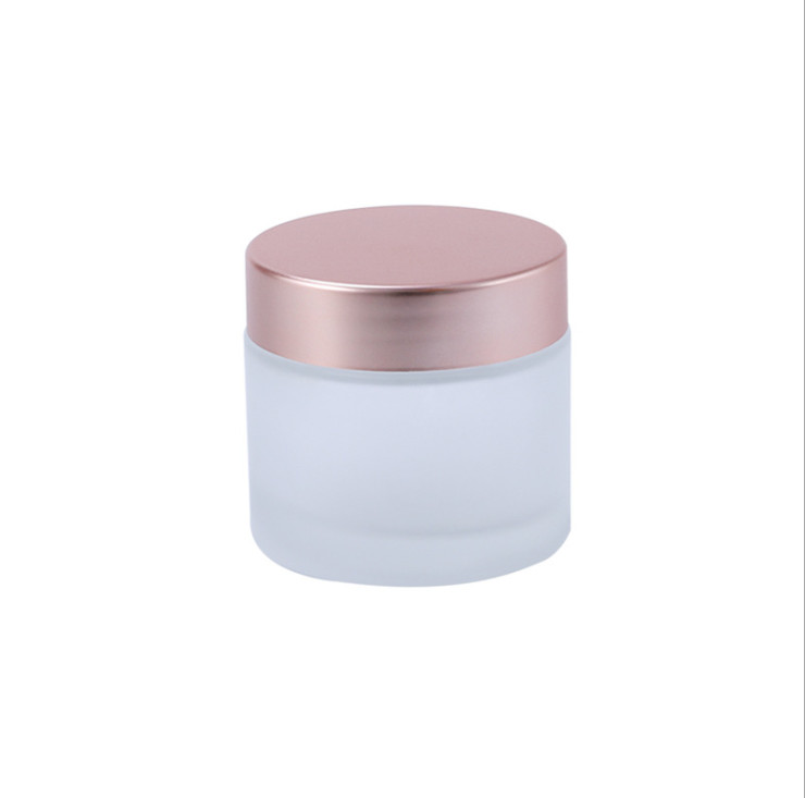 Round shape transparent/froested glass container skin care rose gold lid cream jars cosmetic face cream jar