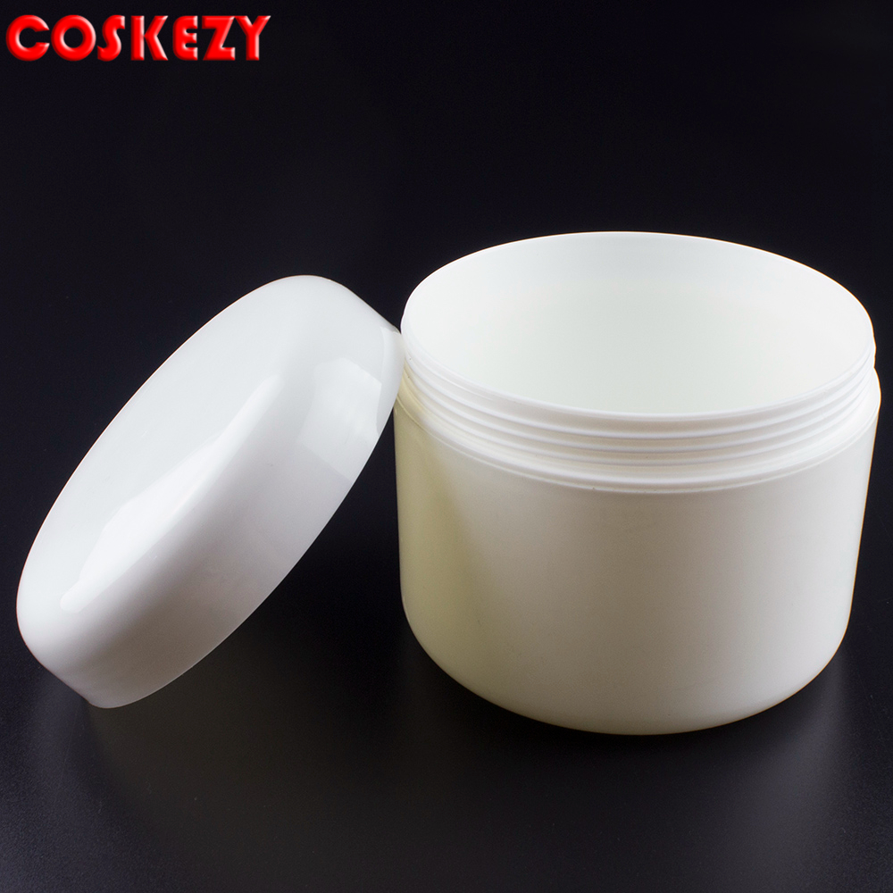 Round shape white cosmetic jar empty cosmetic cream pot bottles 500ml free sample for customer