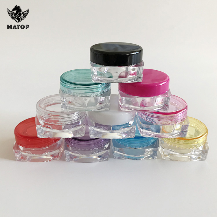 Round square masonry 5g clear plastic jars with screw top lids