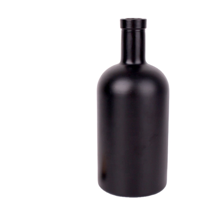 Round super flint painting color glass bottle bar butler dispenser custom empty liquor bottle 750ml black