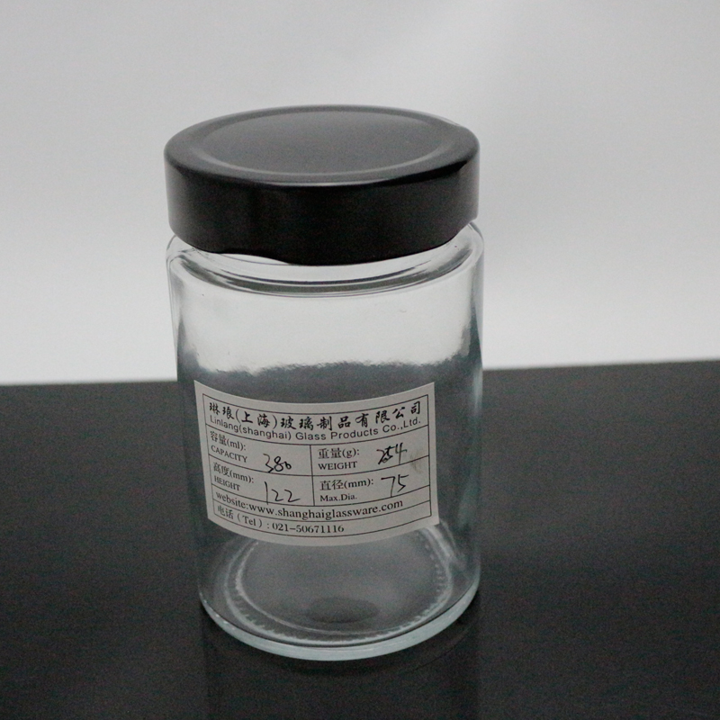 Round tall bottle glass jar honey 370ml yanjia