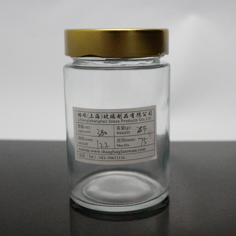 Round tall bottle glass jar honey 370ml yanjia