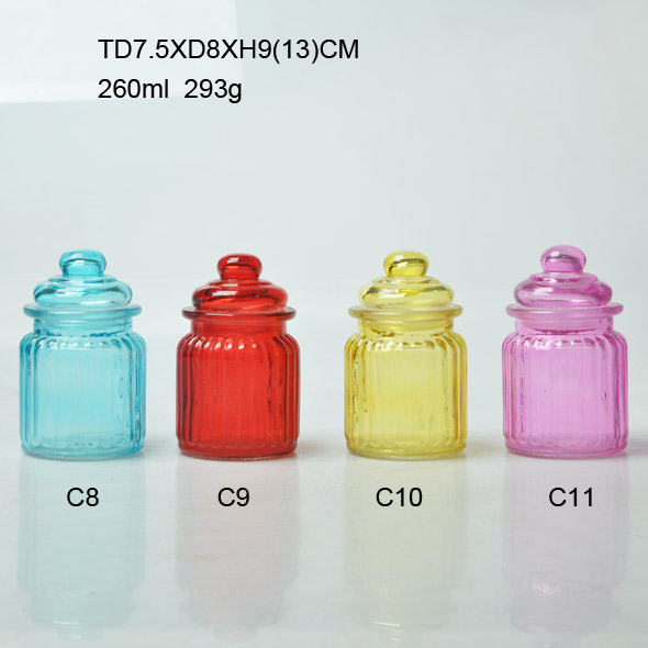Roundess glass bottle with glass/ceramic lid for kitchen