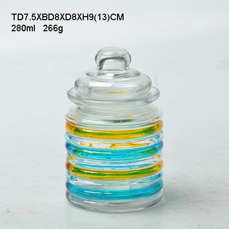 Roundess glass bottle with glass/ceramic lid for kitchen