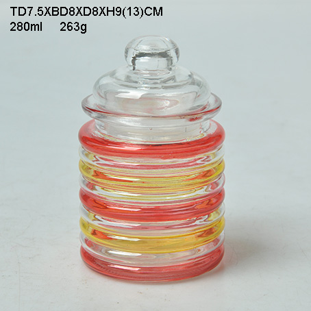 Roundess glass bottle with glass/ceramic lid for kitchen