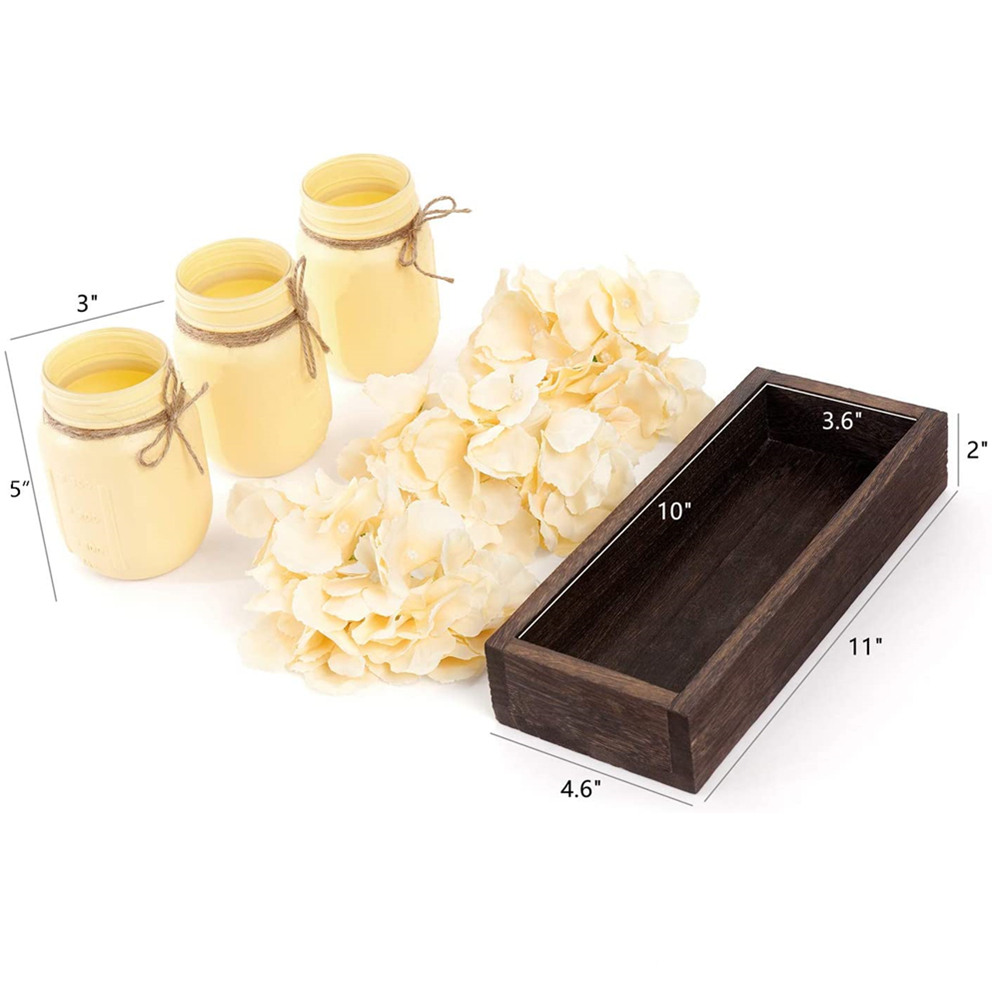 Rustic Country Farmhouse Home Decor for Herb Plants Coffee Table Dining Room Living Room Kitchen Mason Jar Wooden Tray