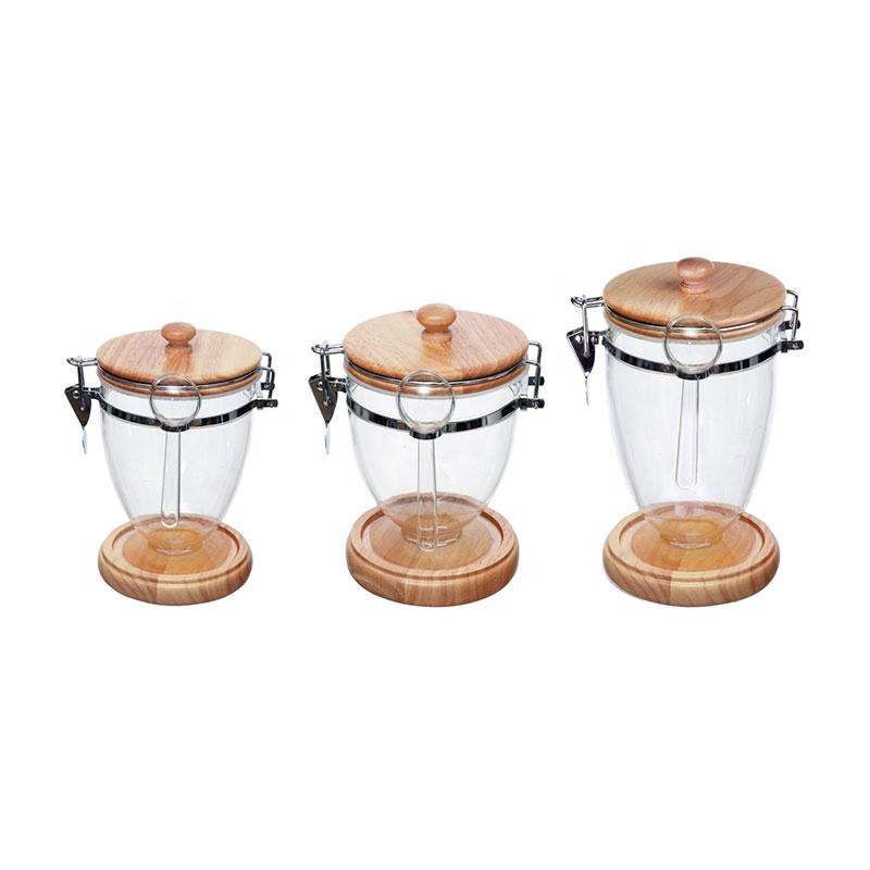 S/M/L size champion air-tight canister with oak base