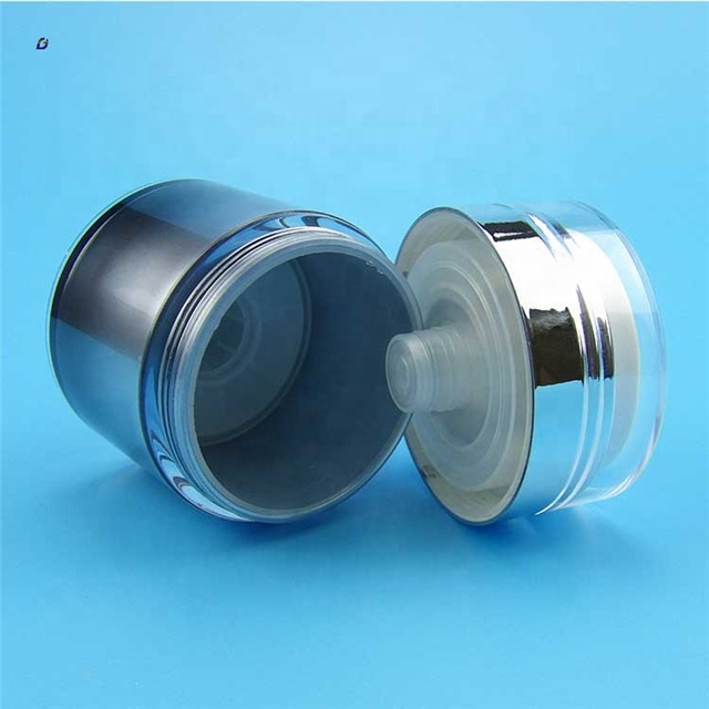 S001 Empty luxury acrylic dual chamber face cream jar pump