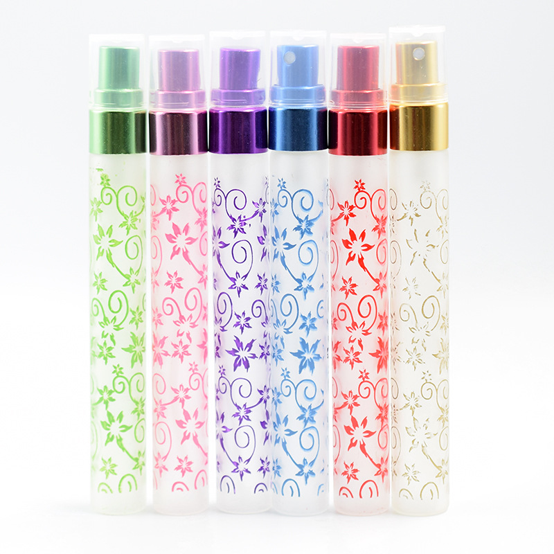 S394Matte pattern pull tube 10ml 6 Colors Mini Atomizer Glass Spray Perfume Bottles Travel Small Vaporisateur Perfume