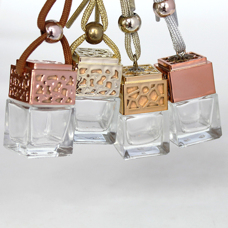 S685 Cute Perfume Bottle Cube Perfume Empty Glass Bottles Car Hanging Air Freshener Ornament 5ML Fragrance Empty Glass Bottles
