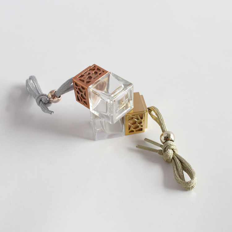 S685 Cute Perfume Bottle Cube Perfume Empty Glass Bottles Car Hanging Air Freshener Ornament 5ML Fragrance Empty Glass Bottles