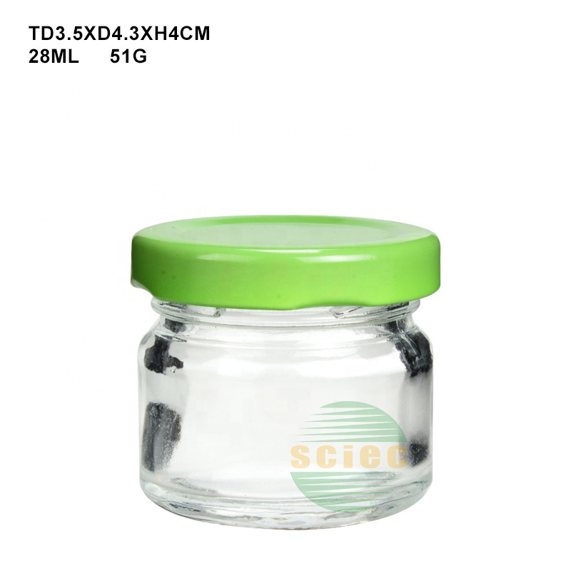 SCIEC 100ML mini cheap wide mouth glass honey jam jar mason jar with BPA free screw metal lid