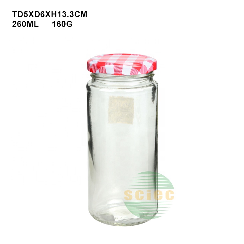 SCIEC 260ML straight side mini tall canning glass jar sauce mason jar with BPA free tin plate lid