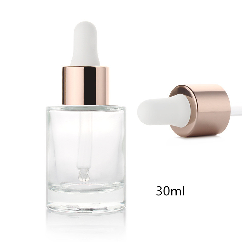 SCW 10ml 15ml 20ml 25ml 30ml 50ml essential oil serum flat shoulder frosted clear glass dropper bottle with pipette
