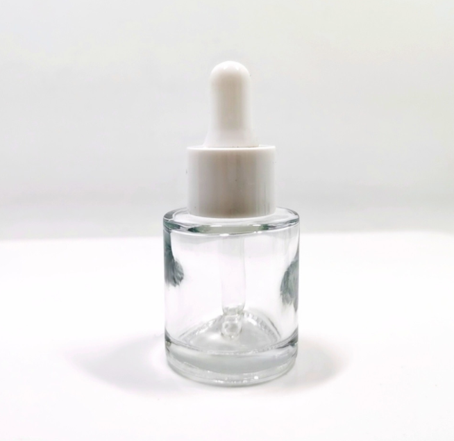 SCW 30ml essential oil serum flat shoulder frosted clear glass dropper bottle with pipette