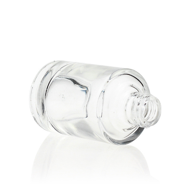 SCW 30ml essential oil serum flat shoulder frosted clear glass dropper bottle with pipette