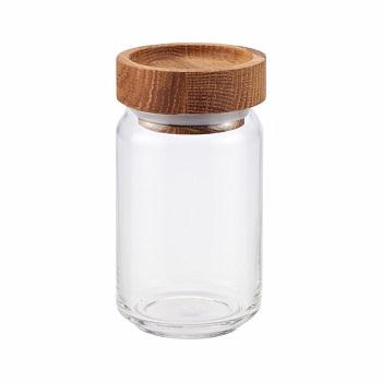 SET OF 2 GLASS WAX JAR WITH WOOD HOME STORAGE KITCHEN DECOR SET OF 2 GLASS WAX JAR WITH WOOD