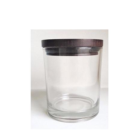 SET OF 2 GLASS WAX JAR WITH WOOD HOME STORAGE KITCHEN DECOR SET OF 2 GLASS WAX JAR WITH WOOD