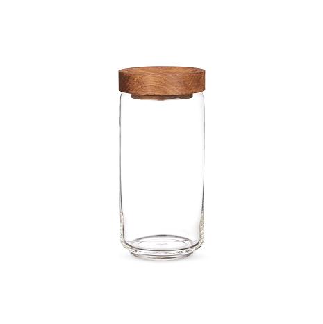 SET OF 2 GLASS WAX JAR WITH WOOD HOME STORAGE KITCHEN DECOR SET OF 2 GLASS WAX JAR WITH WOOD