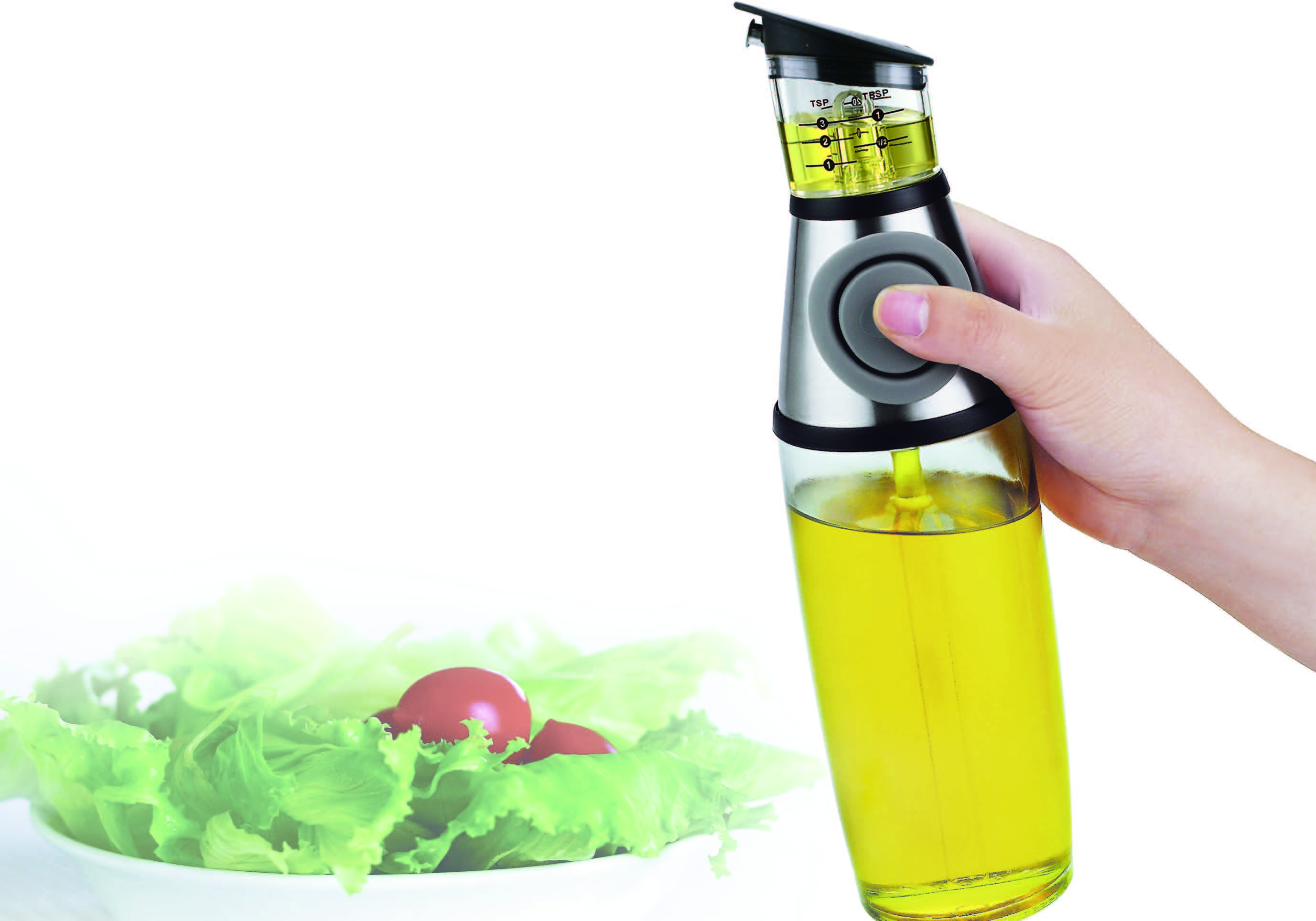 SINO GLASS 500ml Round shape glass measuring Oil dispenser Bottle