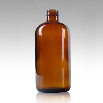 SPG 1/2OZ-32OZ Amber Boston Round Glass Bottles