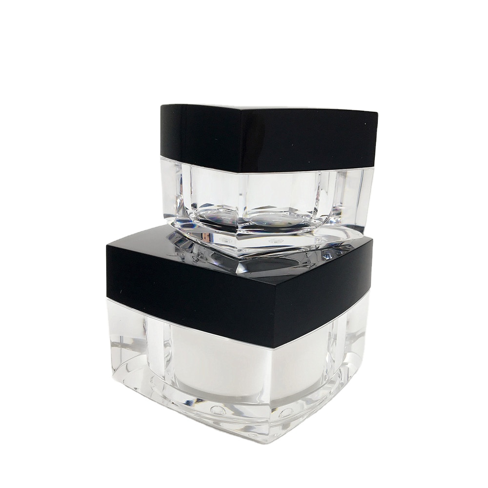 SQUARE!!CUSTOMIZED!! Empty Plastic Acrylic Double Wall Cosmetic Jar Bottle