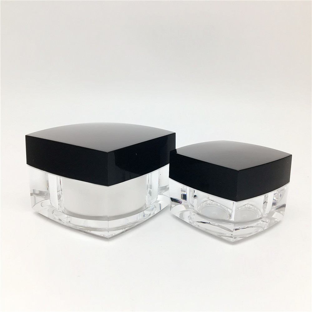 SQUARE!!CUSTOMIZED!! Empty Plastic Acrylic Double Wall Cosmetic Jar Bottle