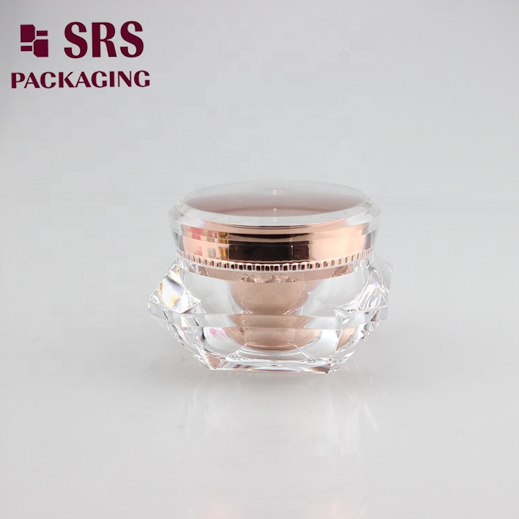 SRS Excellent quantity customized color rose gold silver acrylic diamond shape cream small  jar with custom LOGO