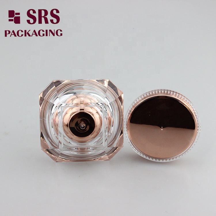 SRS Excellent quantity customized color rose gold silver acrylic diamond shape cream small jar with custom LOGO