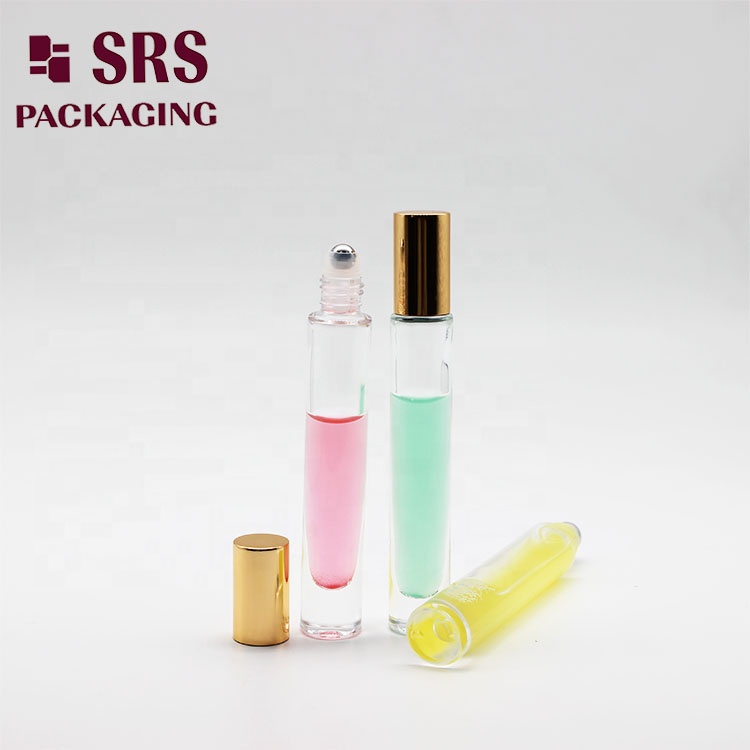 SRS Hot sale Custom Empty Square and round 10ml Clear Glass Essential Oil Roll On Bottle For Perfume