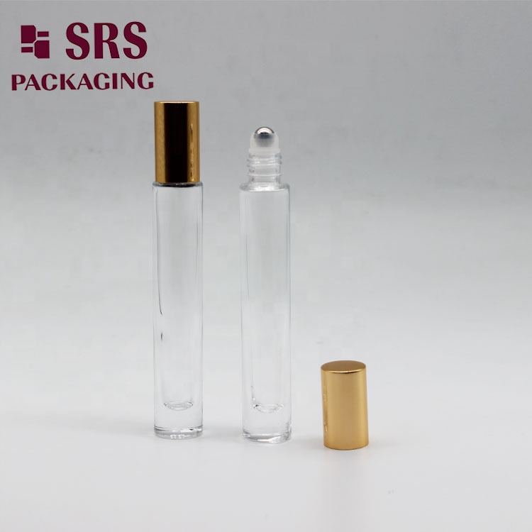 SRS Hot sale Custom Empty Square and round 10ml Clear Glass Essential Oil Roll On Bottle For Perfume